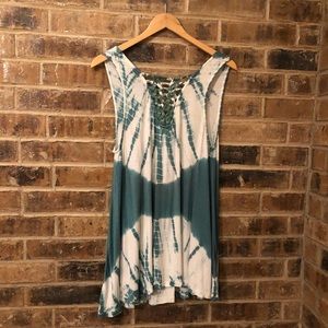 Entro Blue-Green Tie Dye sleeveless top
